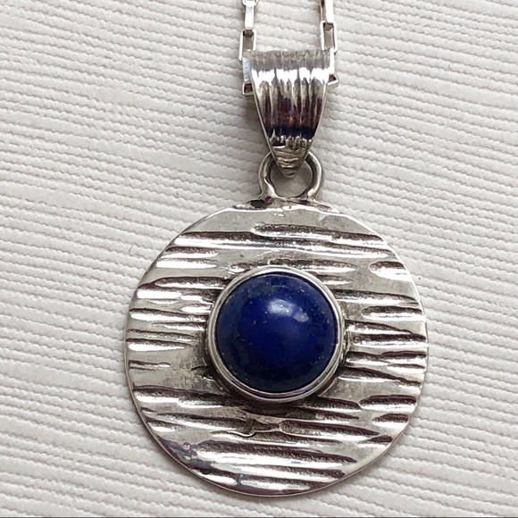 Artisan Sterling Silver Lapis Necklace - Picture 2 of 9